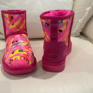 UGG Bright Pink and Yellow Boots size 7